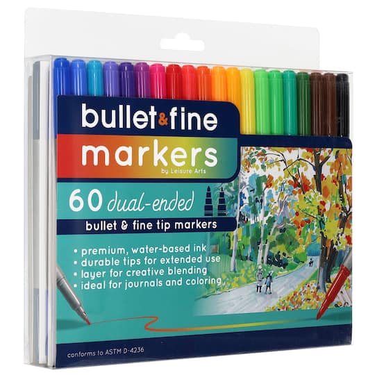 Leisure Arts&#xAE; 60 Color Dual-Ended Marker Set